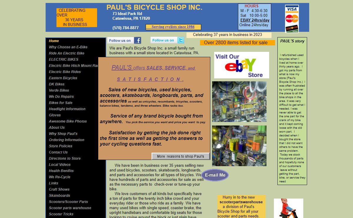 Paul's Bicycle Shop bike parts for sale, bicycle repair, rentals, classic and antique bicycles, skateboards,gifts,crafts, craft supplies, Easter flowers, wreaths