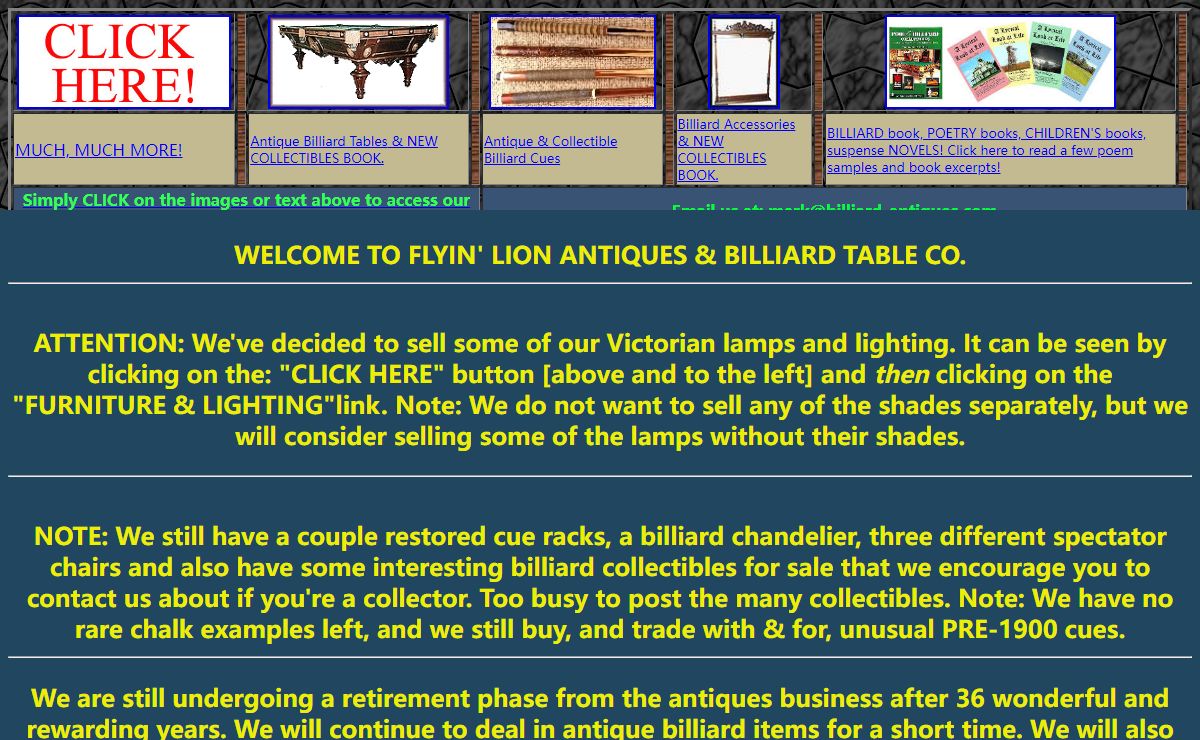Antique Billiard Tables, Accessories, Collectibles, Furniture, and now MY BOOKS!