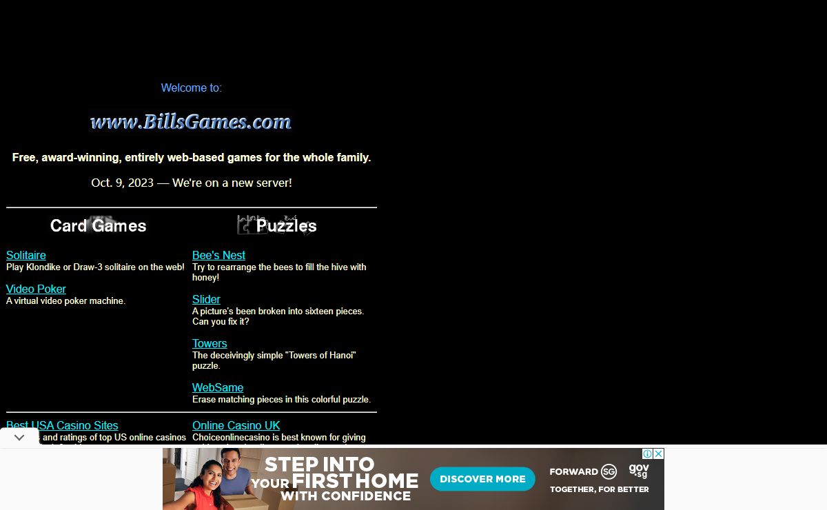 Play games over the Internet: billsgames.com
