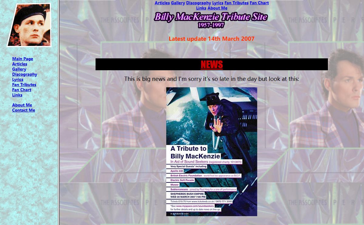 Billy Mackenzie Tribute Site
