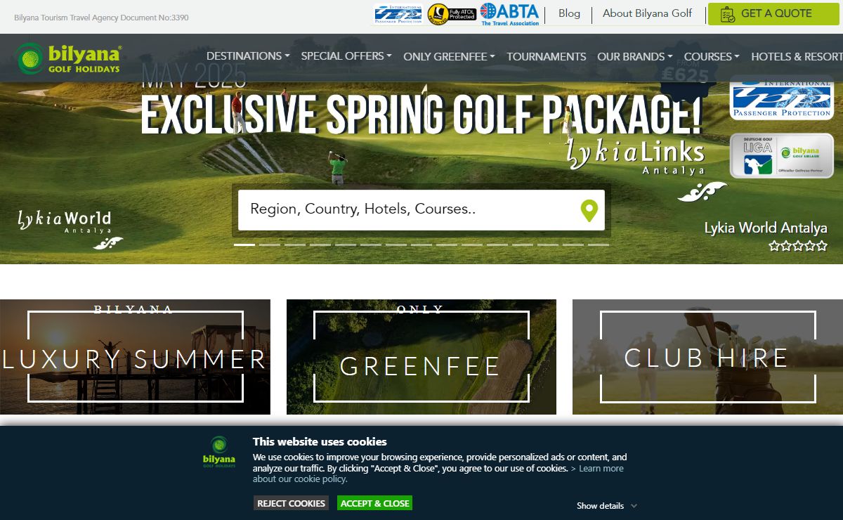 Golf Holidays Turkey - Golf Travel - Bilyana Golf