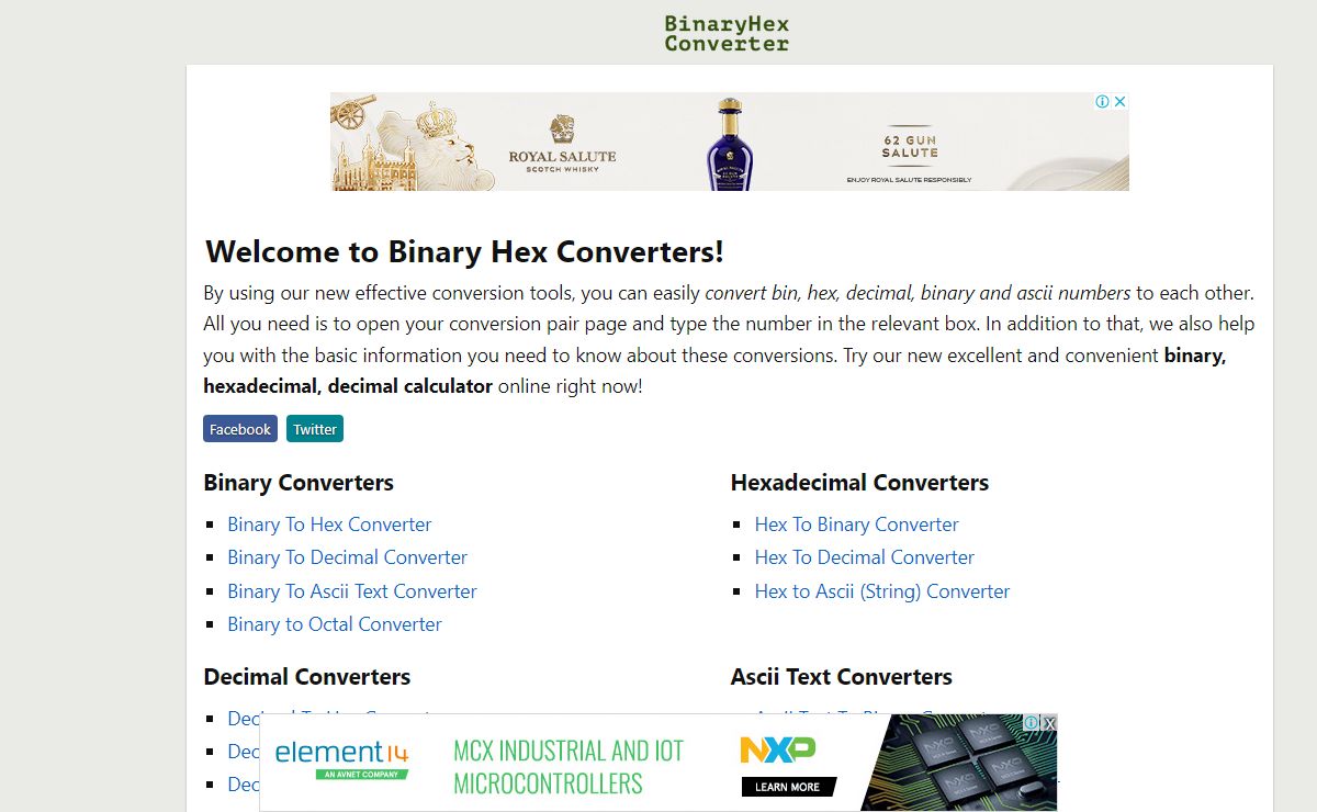 Binary Hex Decimal Converter Calculator