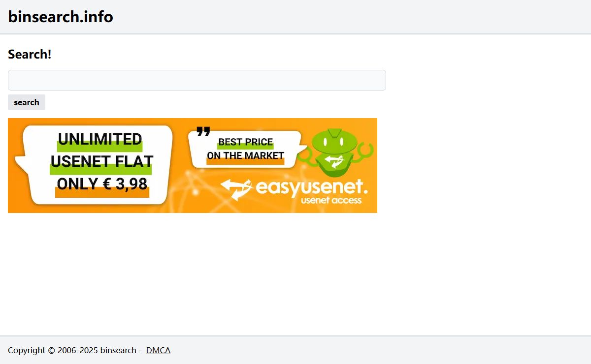 Binsearch -- Usenet search engine