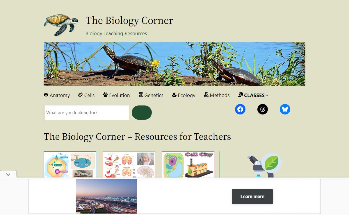 The Biology Corner – Resources for Teachers