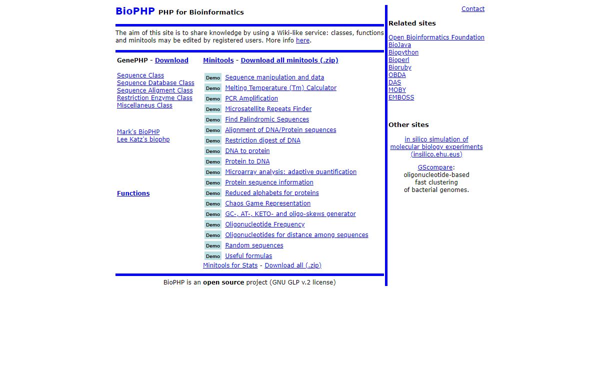 BioPHP. PHP for bioinformatics