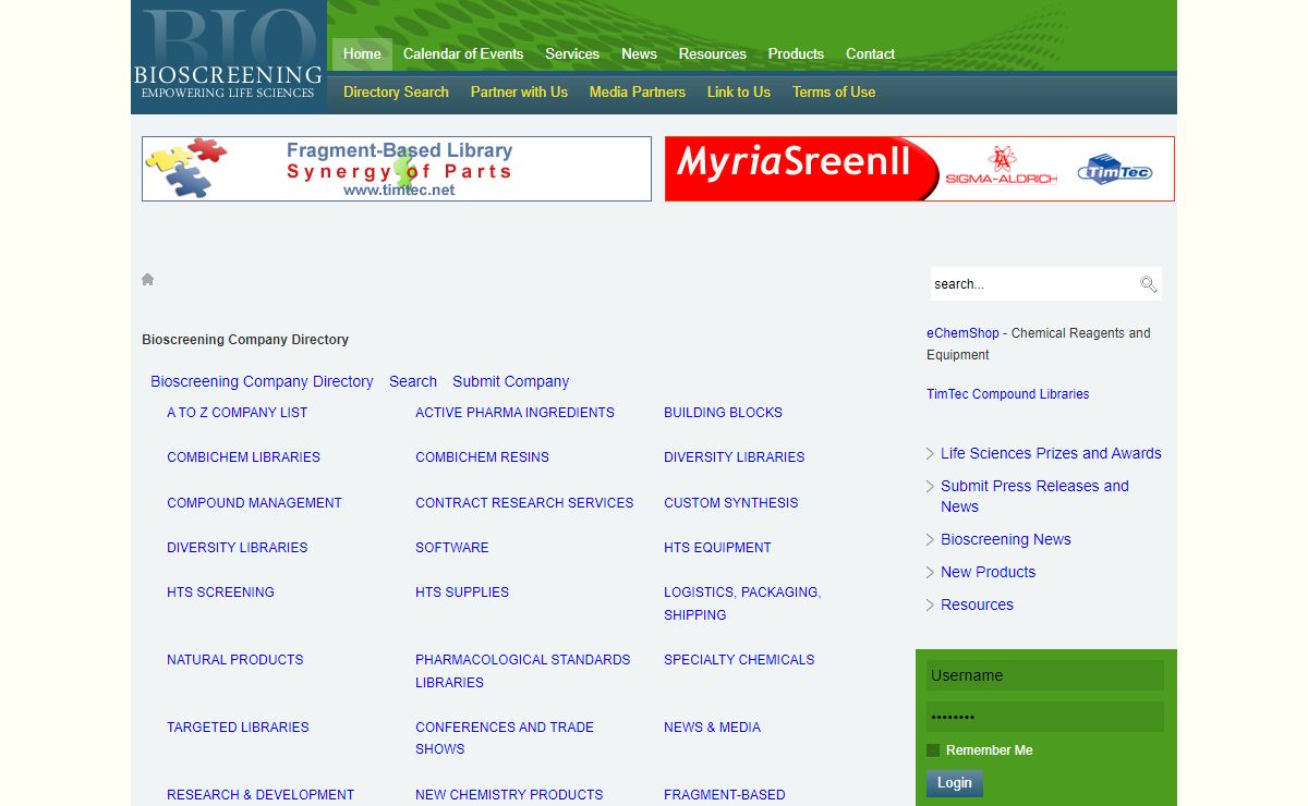 Bioscreening Company Directory