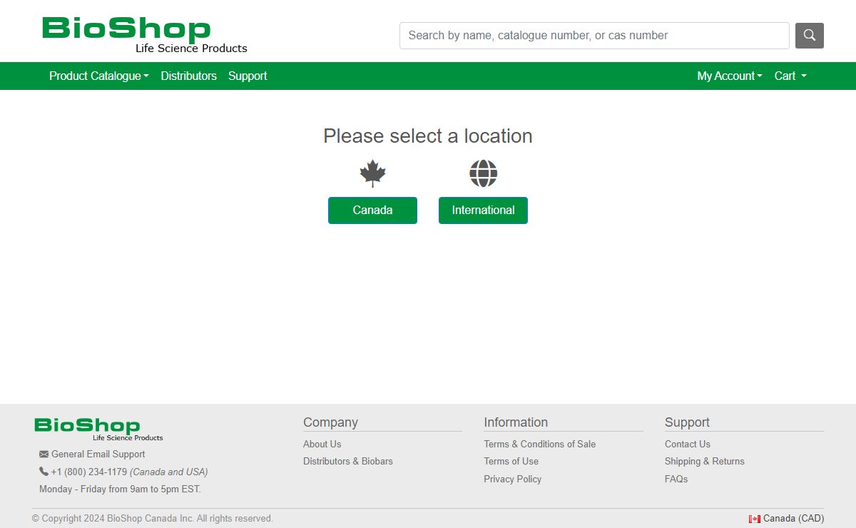 BioShop Canada Inc. | Please select a location