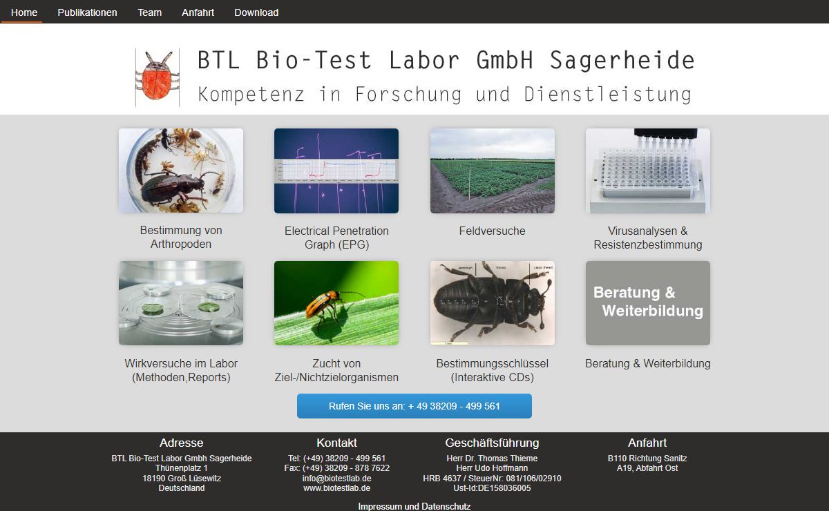BTL Bio-Test Labor GmbH Sagerheide | Kompetenz in Dienstleistung und Forschung seit 1993