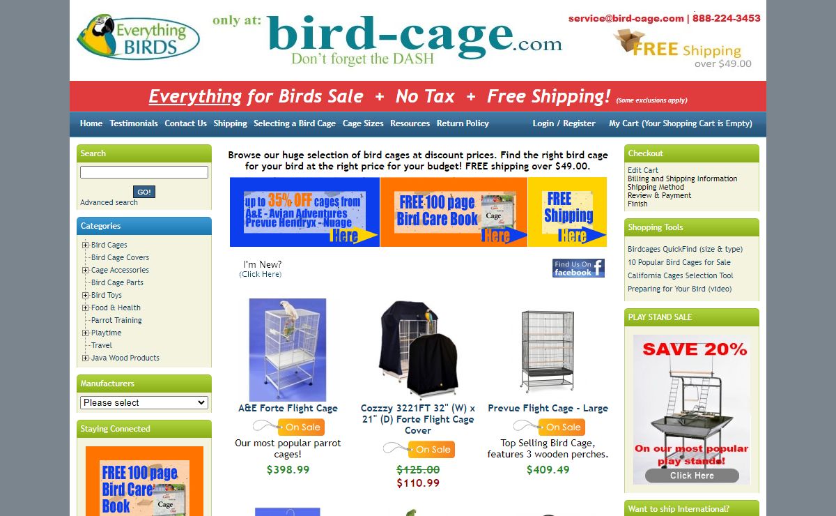 Bird Cages for Sale - Bird Cages Shipped Free, Price Match+ Means The Best Prices From The Most Respected Retailer of Parrot Cages And Other Bird Cages For Sale