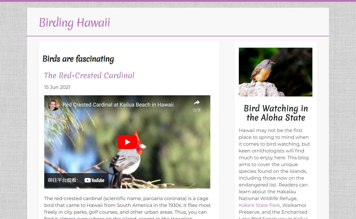 Bird Watching in the Aloha State - Birdinghawaii.co.uk