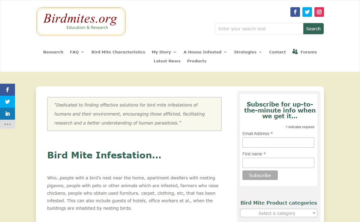 Bird Mite Infestation