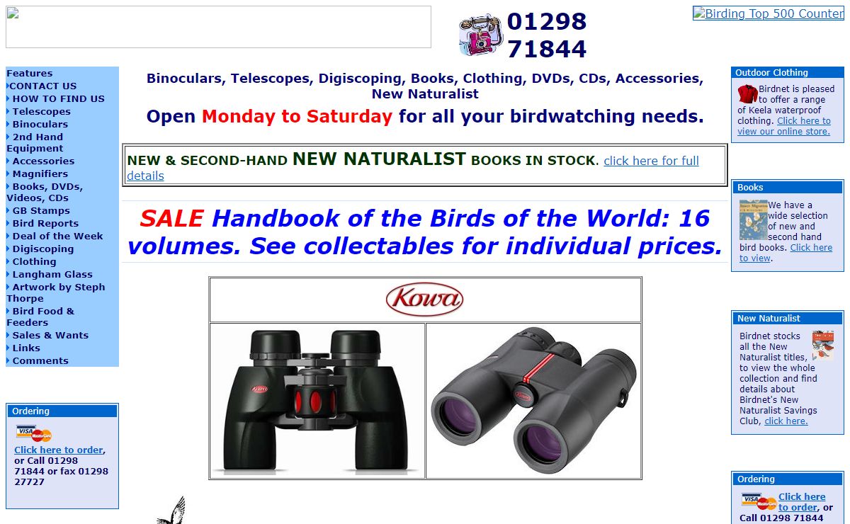 Birdnet Optics, binoculars, telescopes, accessories & books, New Naturalist