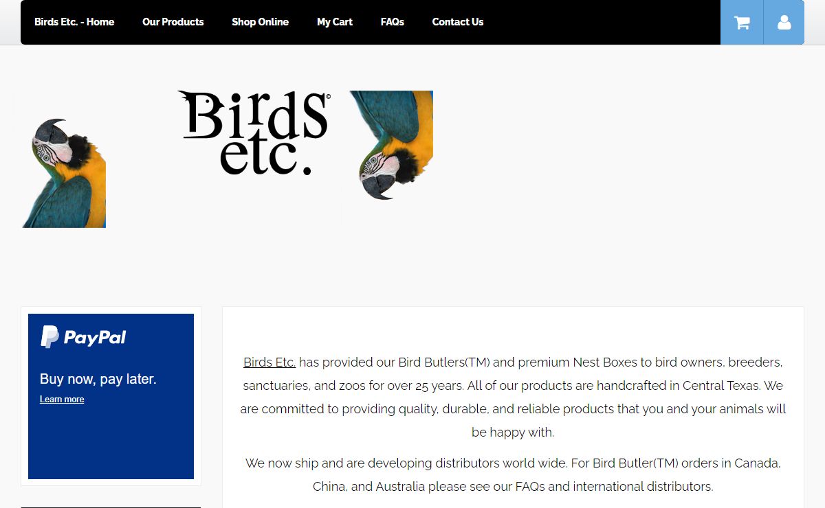 Birds Etc. - Home of the Bird Butler(TM) and Premium Nest Boxes