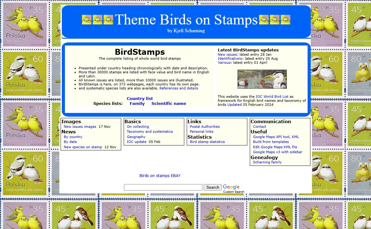 Theme Birds on Stamps