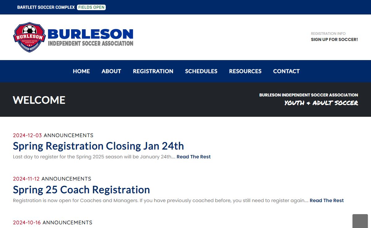 Burleson Independent Soccer Association | Burleson, TX | Youth & Adult Soccer