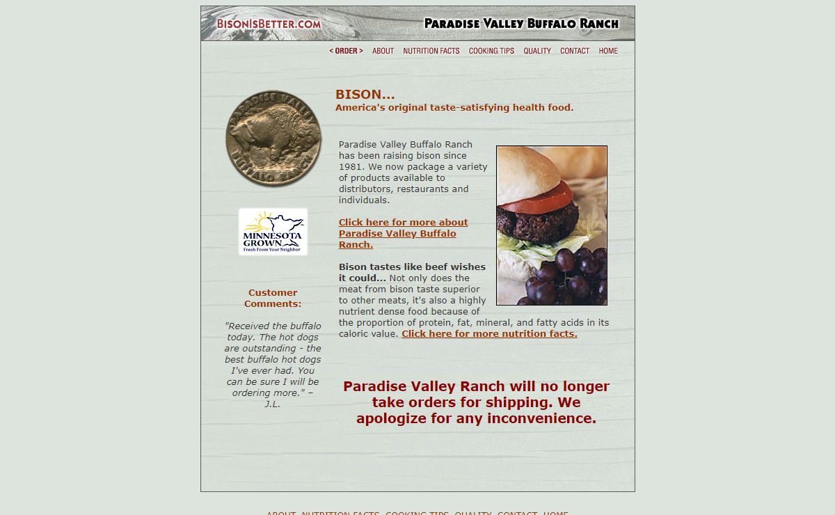 Buffalo Meat Products | Bison Meat | Buffalo Steaks | Bison Roasts | Healthy Beef Alternatives | Paradise Valley Buffalo Ranch | Northern Minnesota
