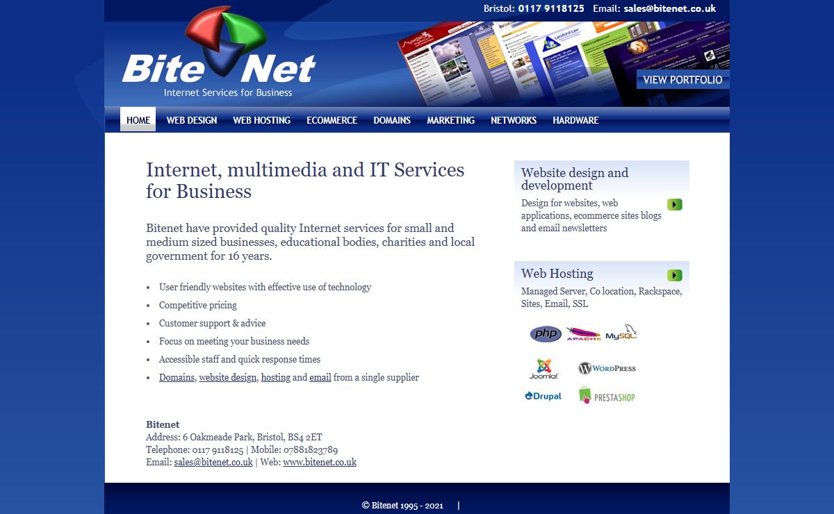 Website design, web hosting and Bristol ISP | Bitenet, Internet Services