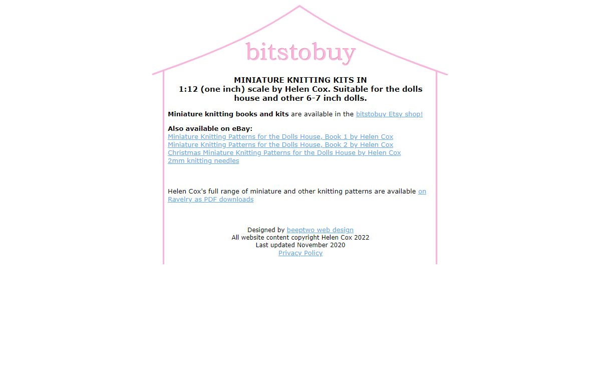 bitstobuy - Miniature Knitting Patterns For The Dolls House, by Helen Cox