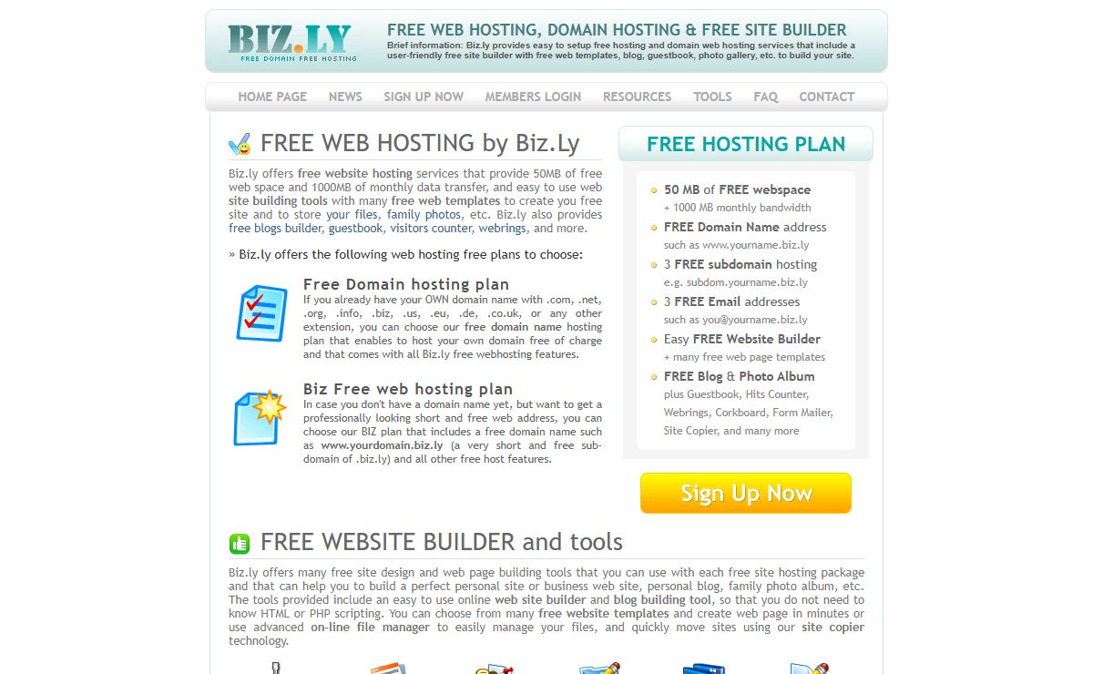 Biz.ly FREE web hosting, Domain hosting & Free Site builder