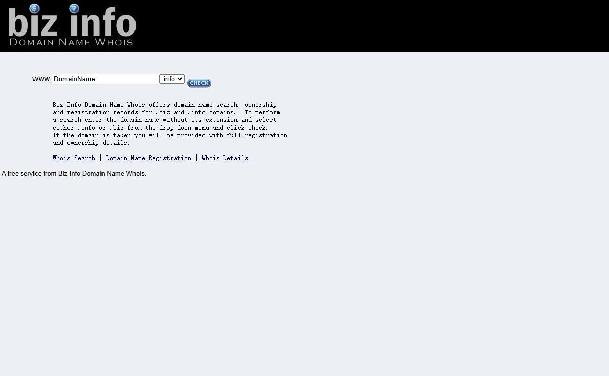 Biz Info Domain Name Whois