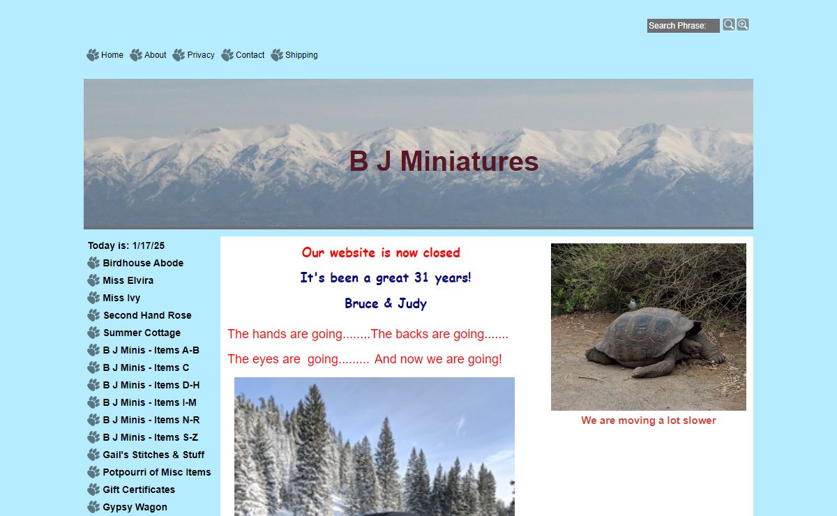 B J Miniatures - Quarter Scale Specialists