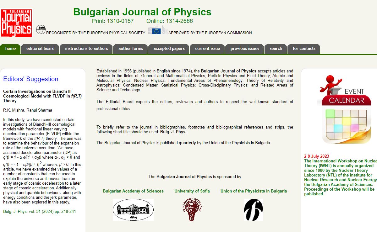 Bulgarian Journal of Physics