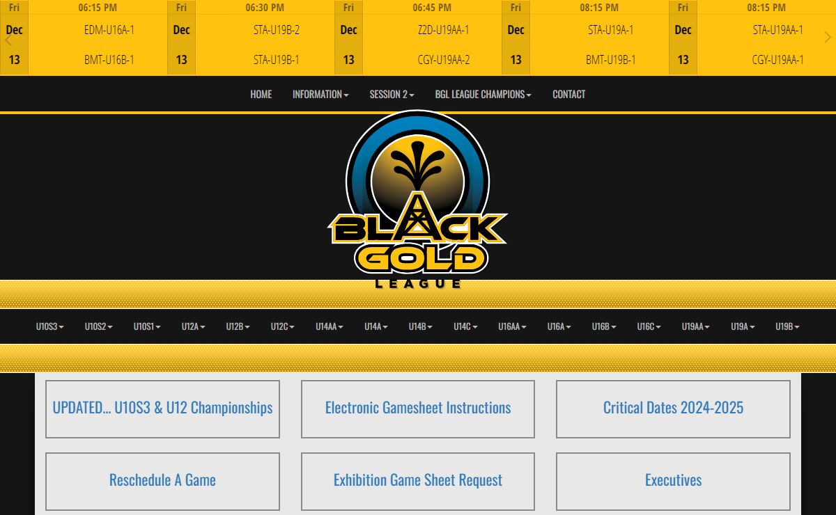 Black Gold League Ringette : Website by RAMP InterActive