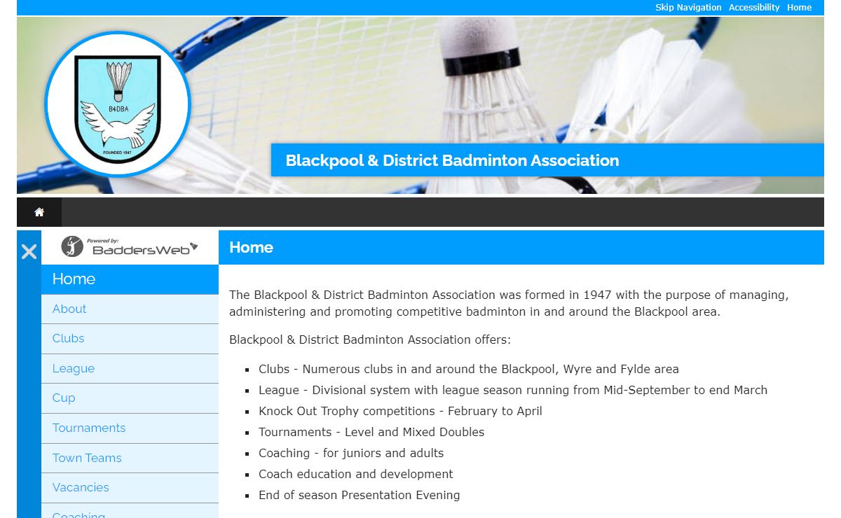Blackpool & District Badminton Association - Home