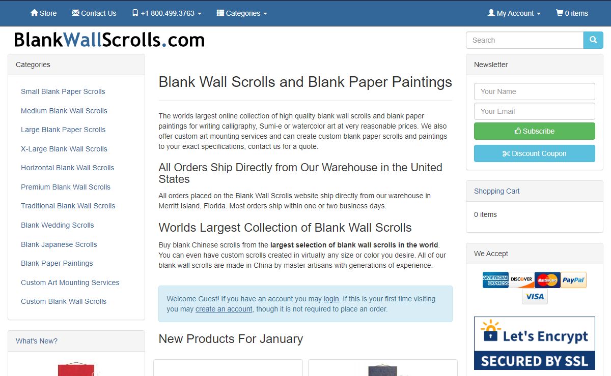 Blank Wall Scrolls and Blank Paper Paintings