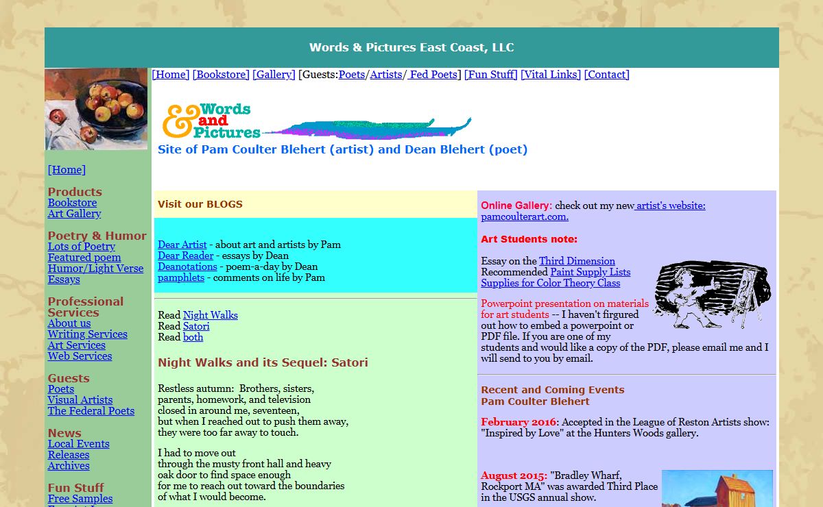 Words & Pictures, Site of Pam and Dean Blehert