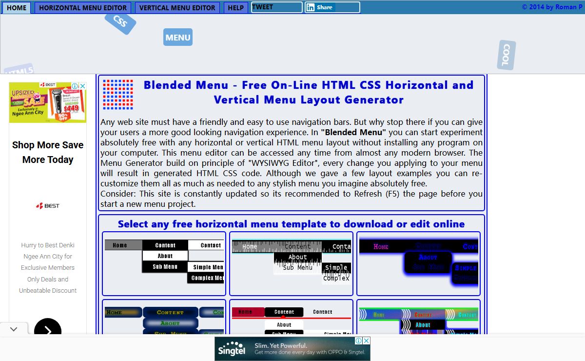 Free Online HTML and CSS Menu Layout Generator | Blended Menu
