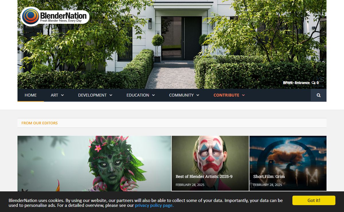 BlenderNation - Daily Blender Art, Tutorials, Development and Community News