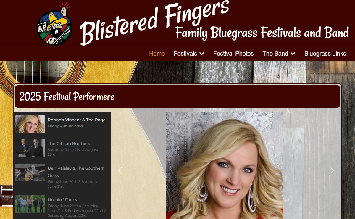 Blistered Fingers Family Bluegrass Festivals and Band