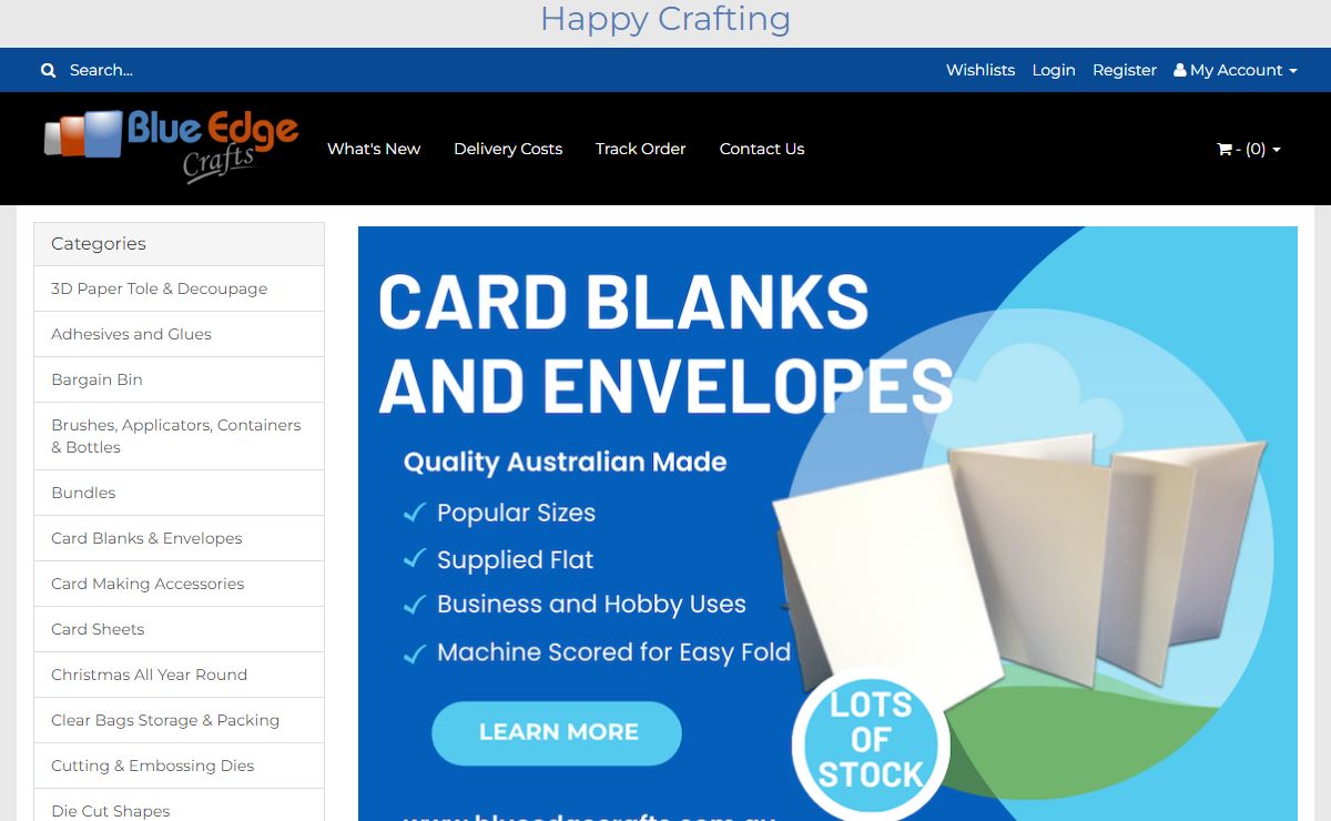 Card making craft supplies, kits and card blanks / card bases made in Australia