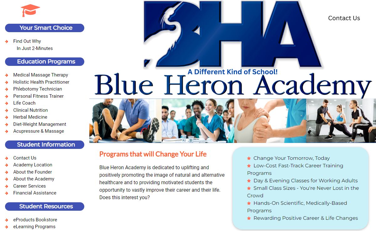 Blue Heron Academy massage therapy, personal fitness and holistic health school provides healthcare career training in grand rapids michigan