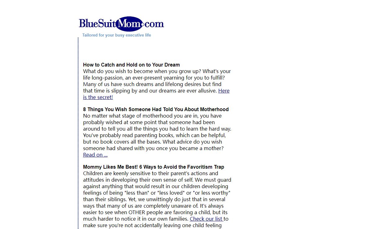BlueSuitMom.com - Advice to help executive working mothers balance work and family