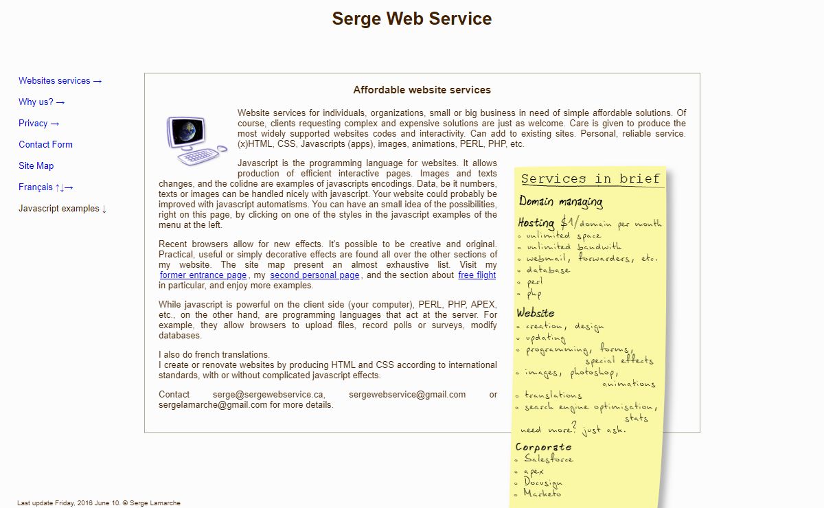 Serge Web Service - Serge Lamarche - Canada - Complete website services -