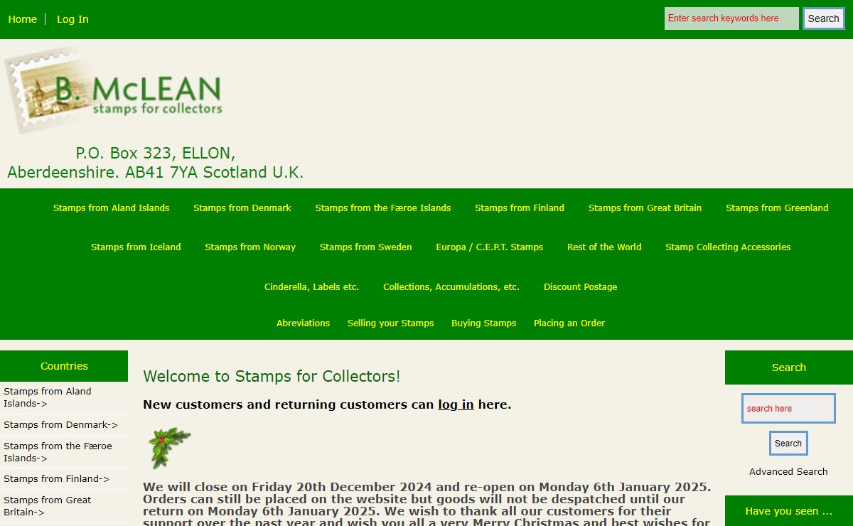 B. McLean - Online Stamp Shop, Stamps for Collectors