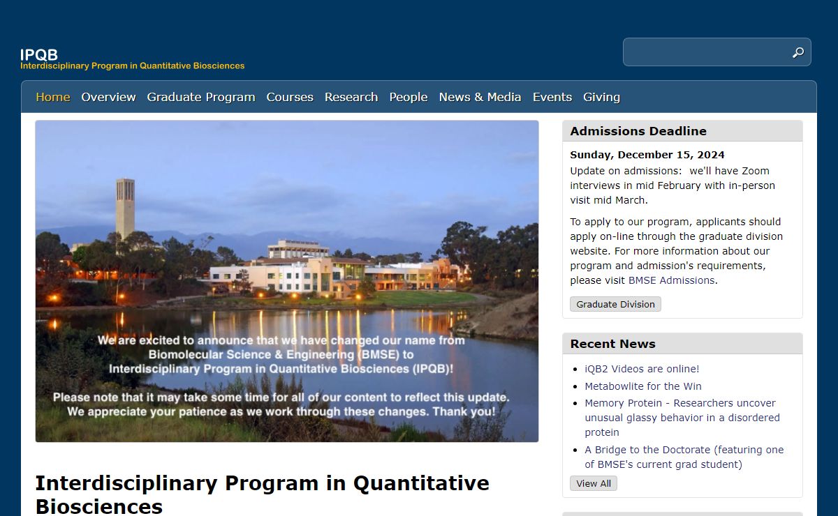 Biomolecular Science and Engineering | UC Santa Barbara |