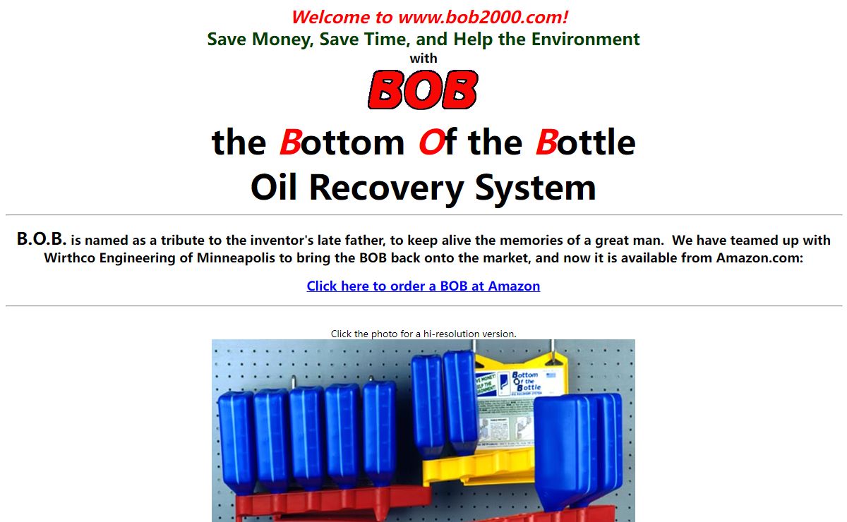 BOB, the Bottom Of the Bottle Oil Recovery System