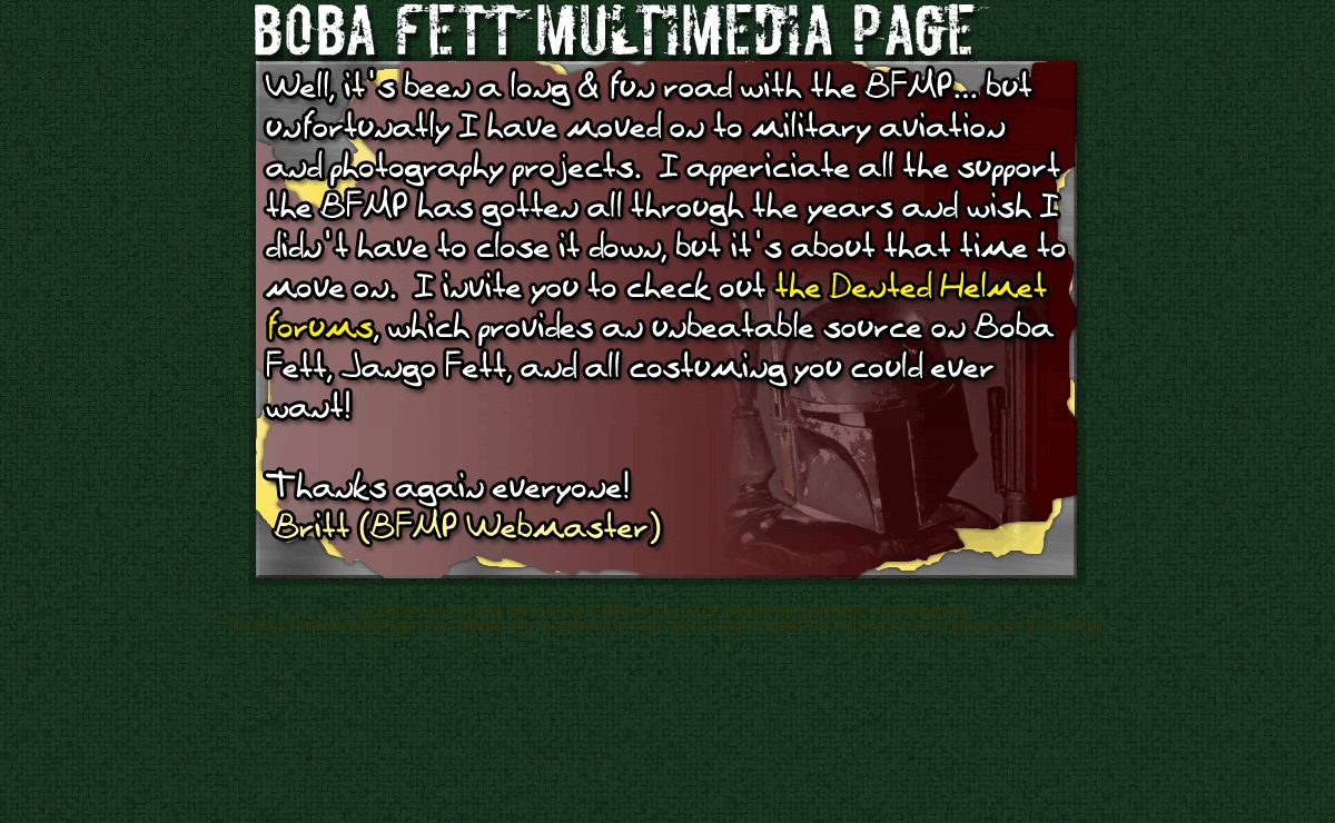 Boba Fett Multimedia Page - Welcome!