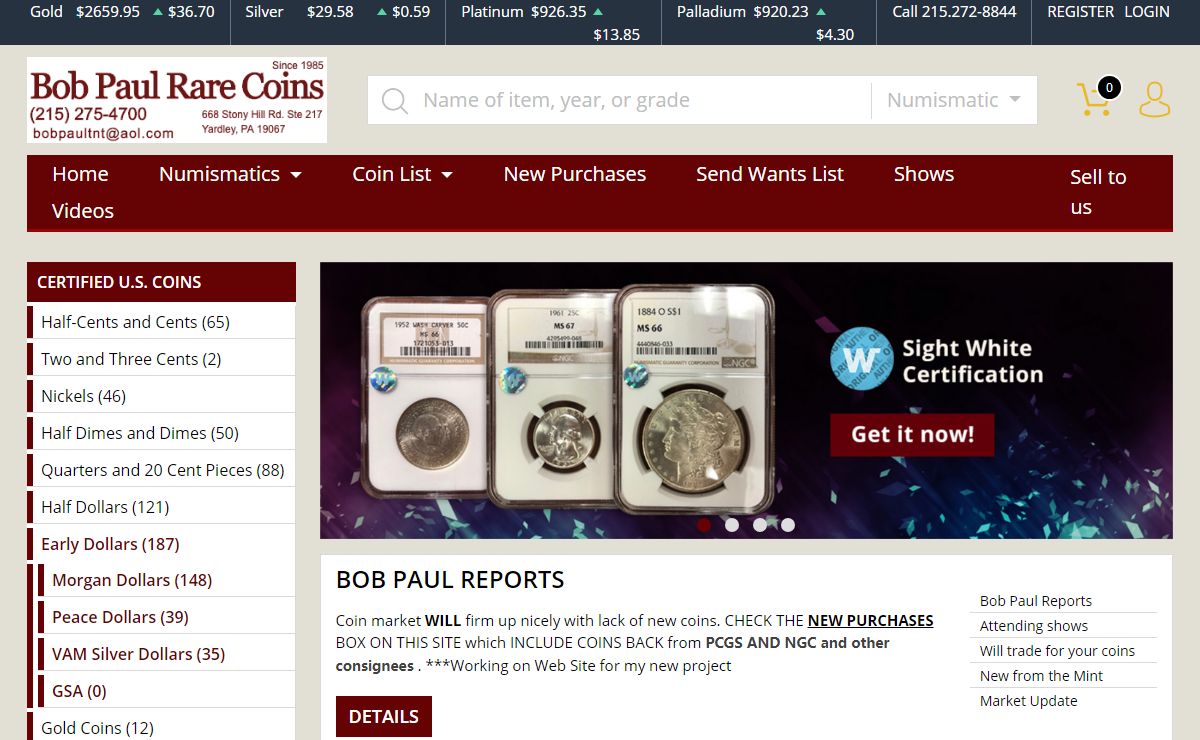 Homepage | Bob Paul Rare Coins
