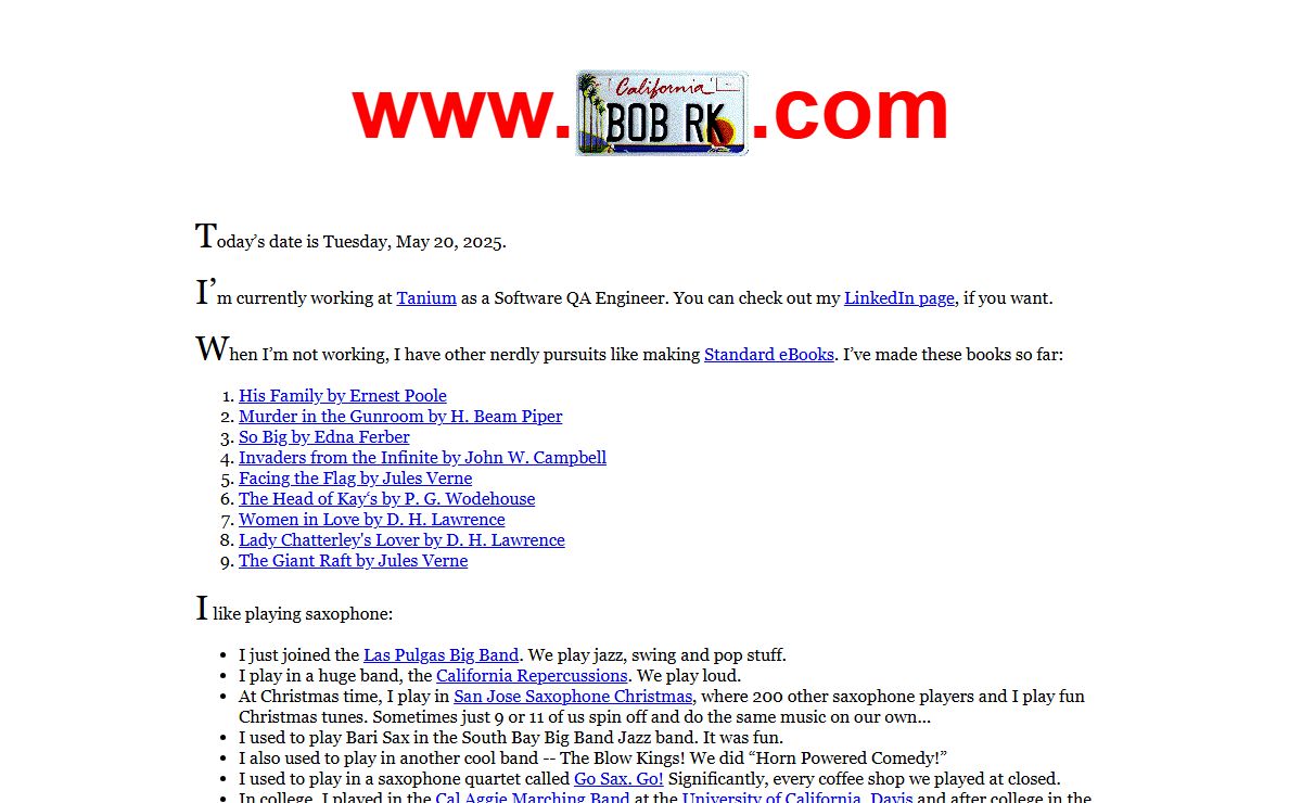 Bob’s Web Site
