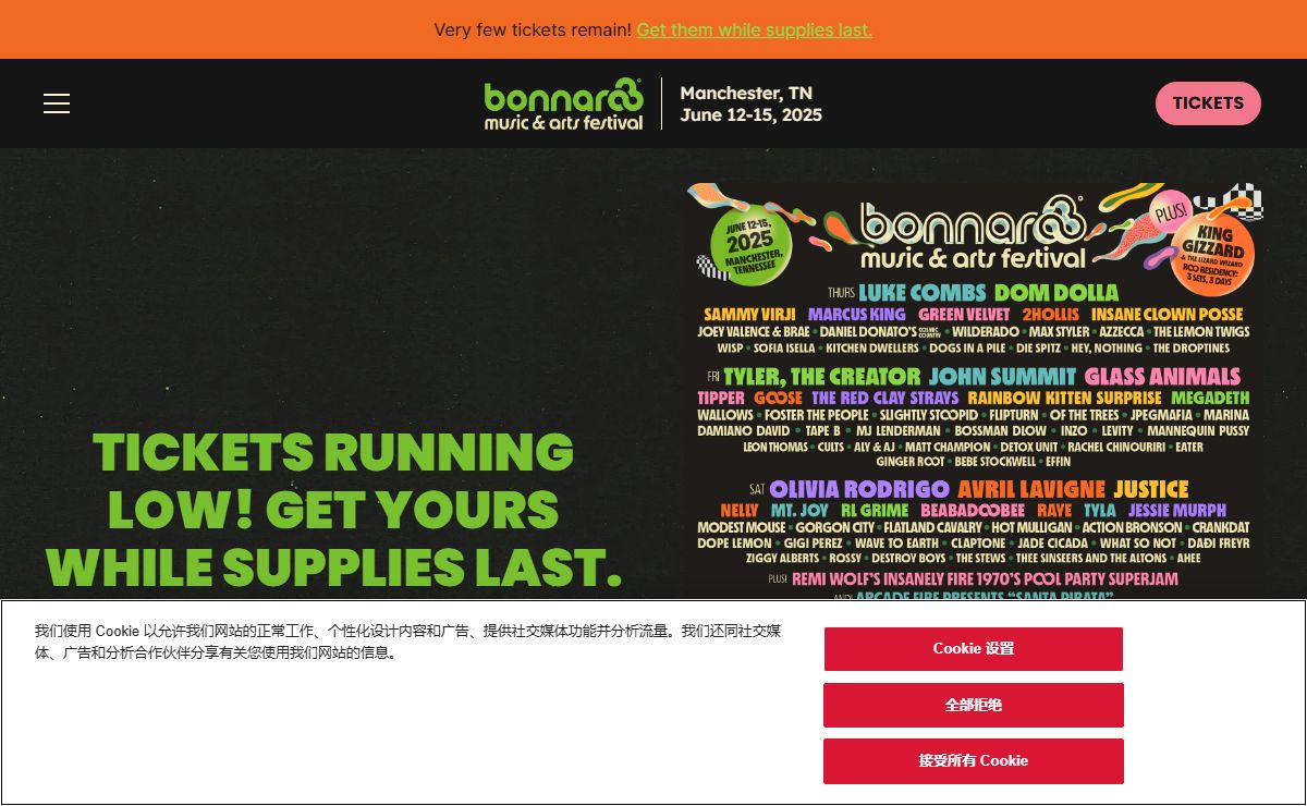 Bonnaroo Music & Arts Festival – Manchester, TN | June 12-15, 2025