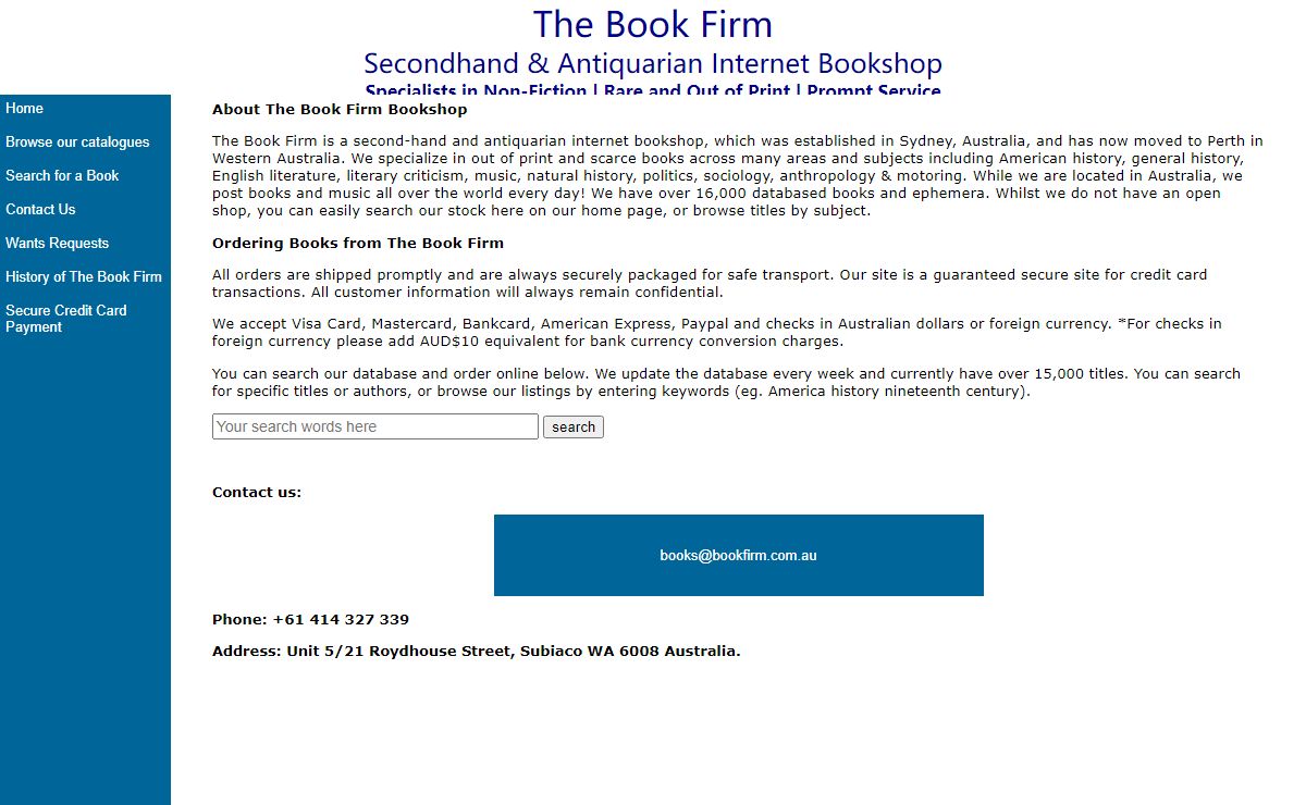 The Book Firm - Secondhand and Antiquarian Bookshop, Selling Books on American History, Automobiles & Motoring, Literary Criticism, Sociology