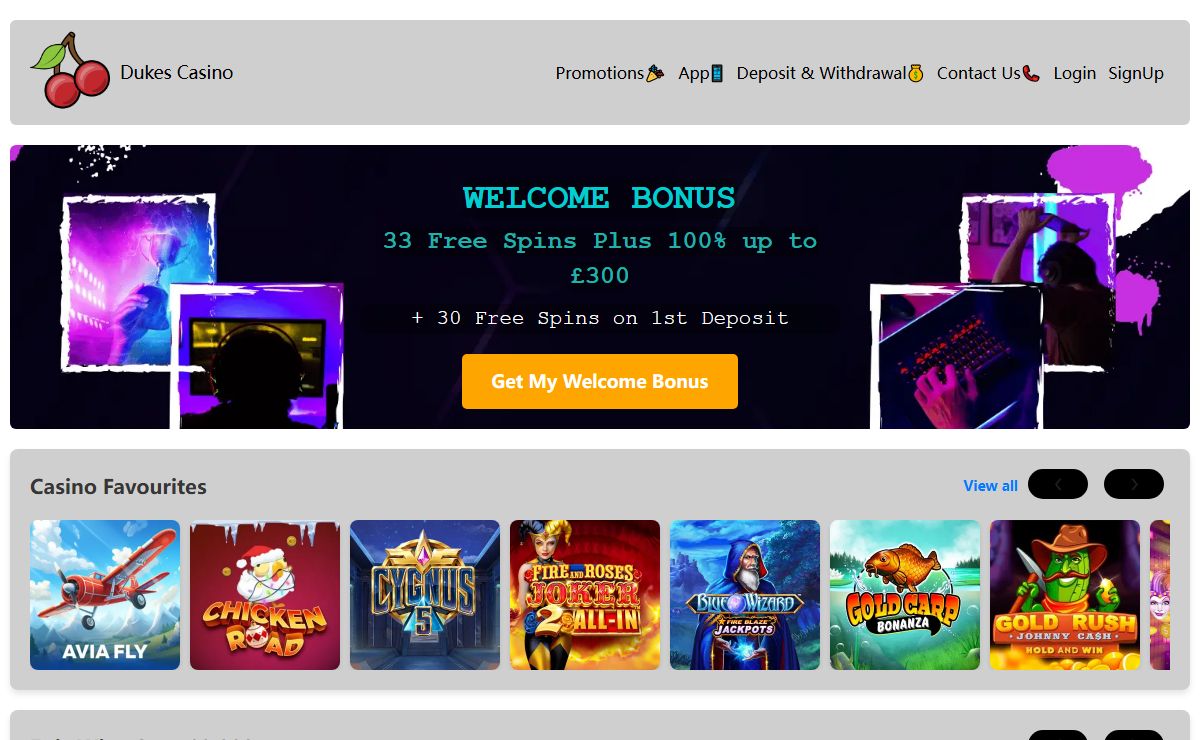 Dukes Casino | Bet £10 get £30 Welcome Bonus