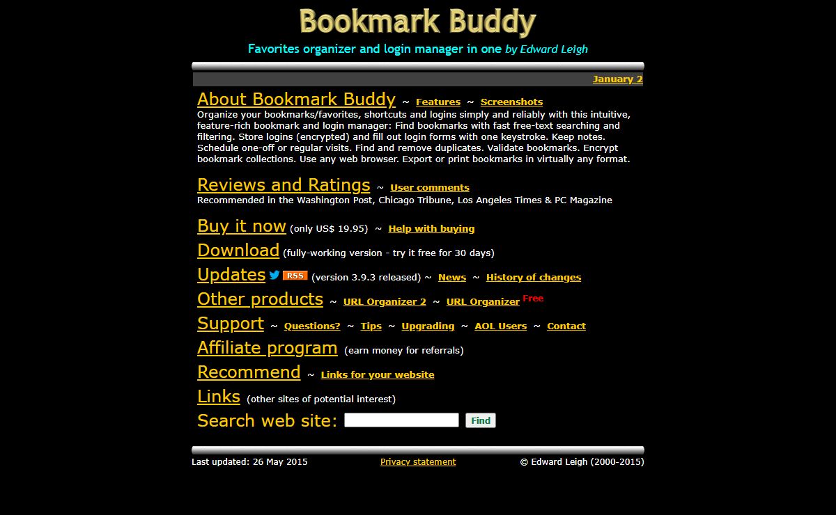 Bookmark Buddy - favorites organizer and login manager in one