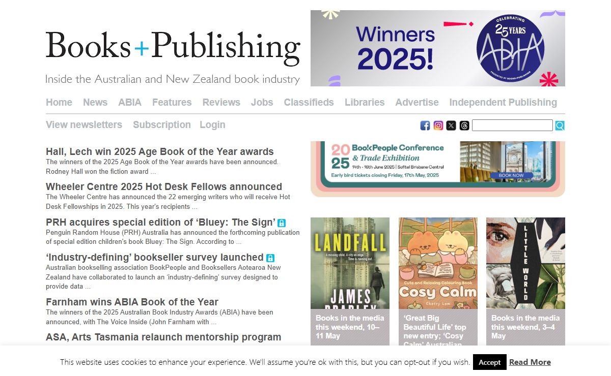 Books+Publishing | Book news, publishing news, library news, book reviews, author interviews, publishing jobs, bookseller jobs, book awards, ebooks, Australia, New Zealand, Asia Pacific