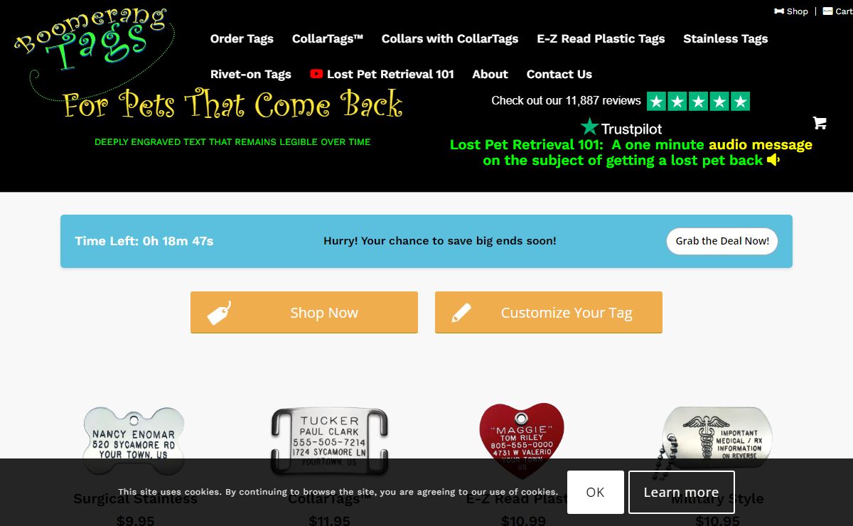 For Pets That Come Back - Boomerang Tags