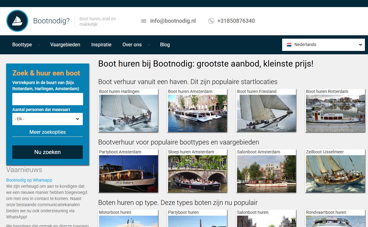 Boot huren, snel en makkelijk. Bootnodig?